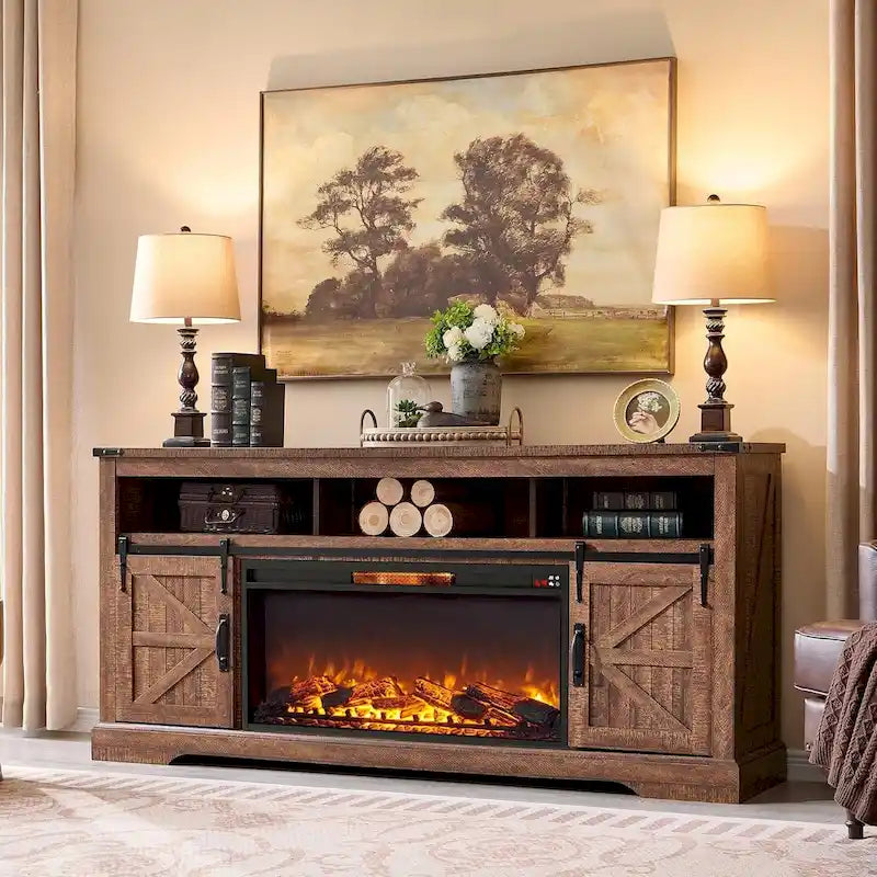 Farmhouse Fireplace TV Stand for 80 TV