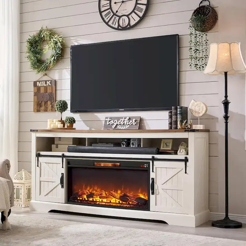 Farmhouse Fireplace TV Stand for 80 TV