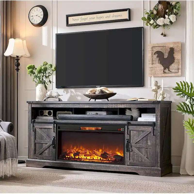 Farmhouse Fireplace TV Stand for 80 TV
