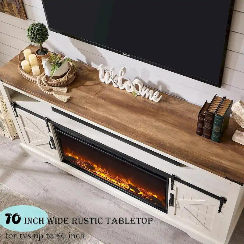 Farmhouse Fireplace TV Stand for 80 TV