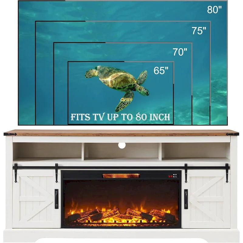 Farmhouse Fireplace TV Stand for 80 TV