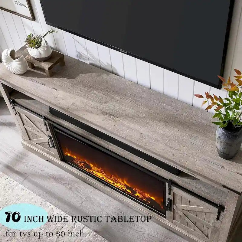 Farmhouse Fireplace TV Stand for 80 TV