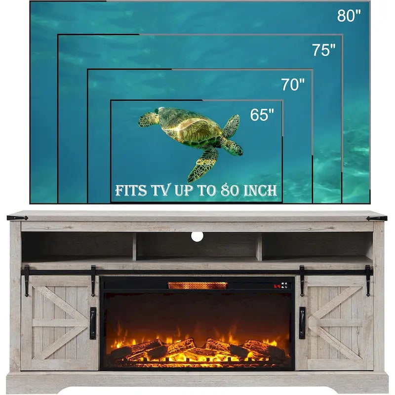 Farmhouse Fireplace TV Stand for 80 TV