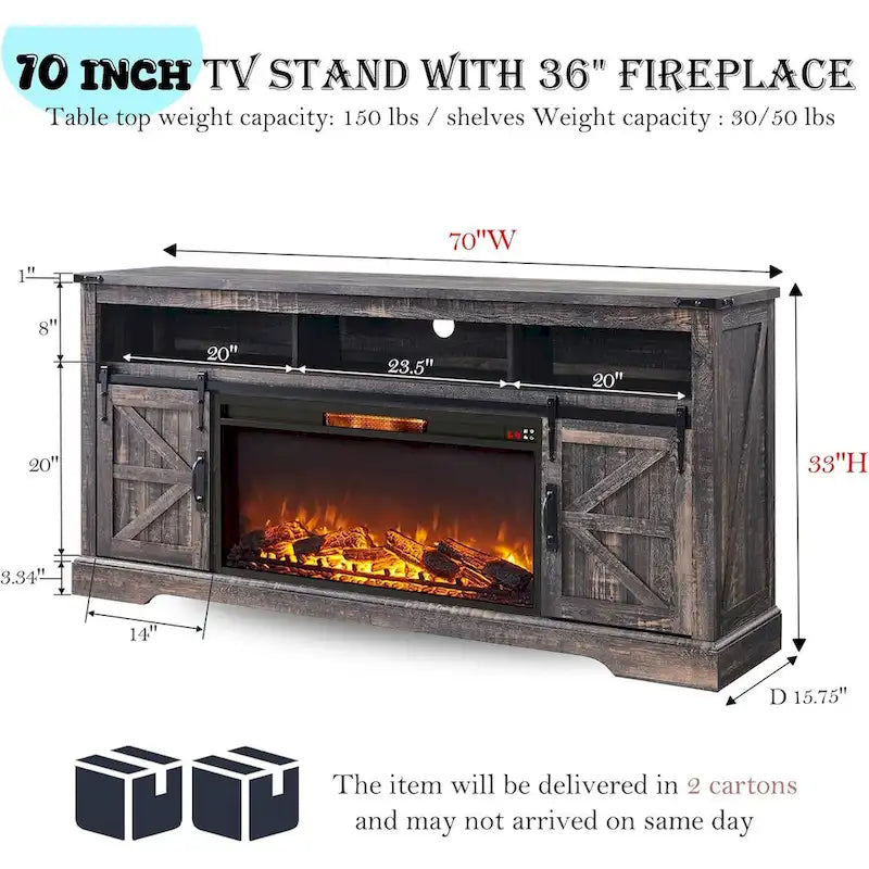 Farmhouse Fireplace TV Stand for 80 TV