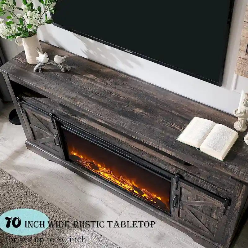 Farmhouse Fireplace TV Stand for 80 TV