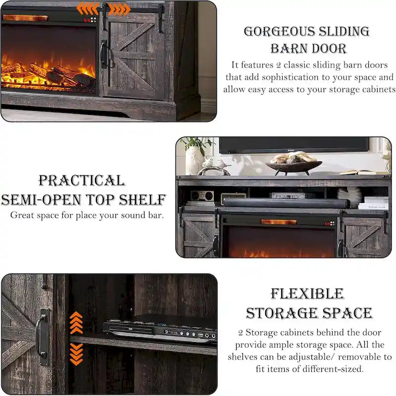 Farmhouse Fireplace TV Stand for 80 TV
