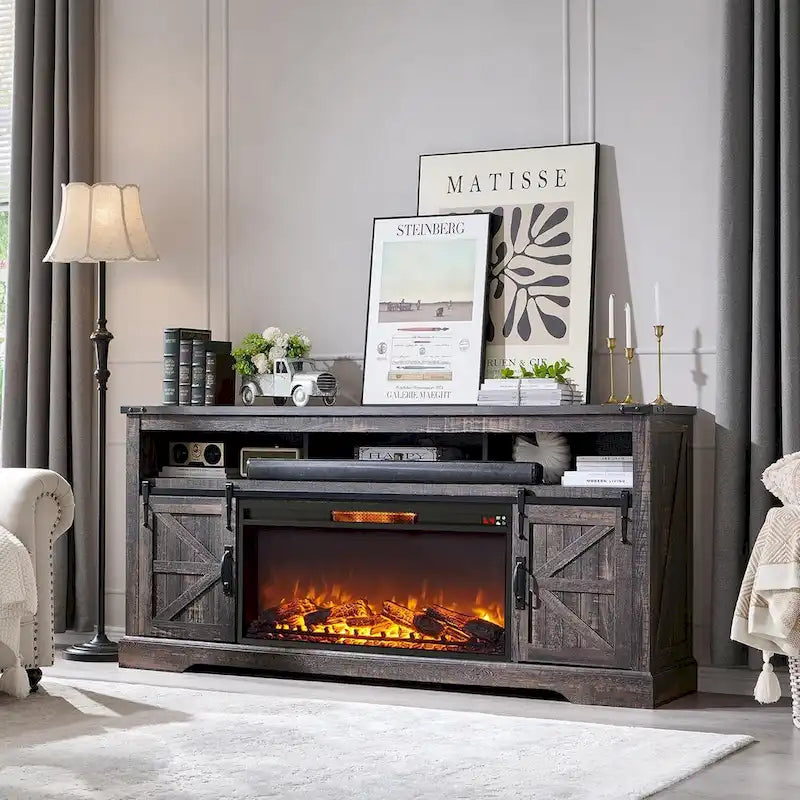 Farmhouse Fireplace TV Stand for 80 TV