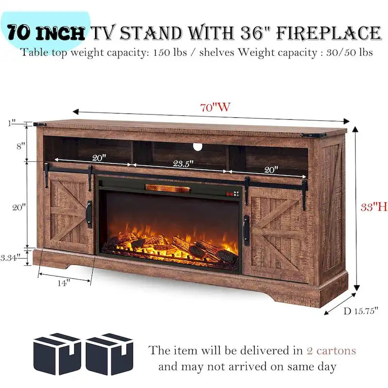 Farmhouse Fireplace TV Stand for 80 TV