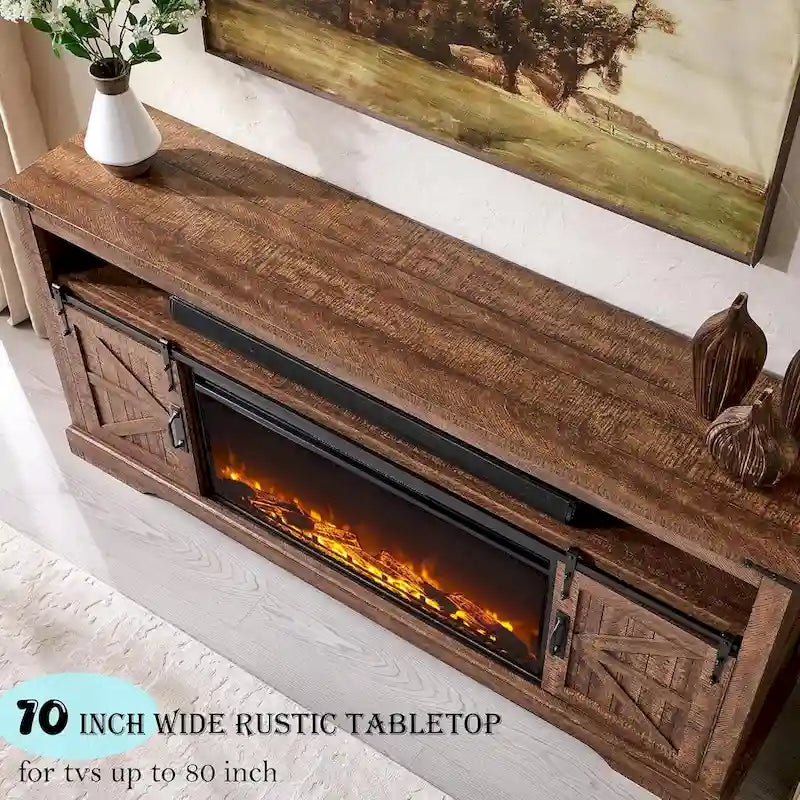 Farmhouse Fireplace TV Stand for 80 TV