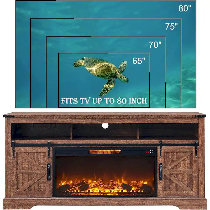 Farmhouse Fireplace TV Stand for 80 TV