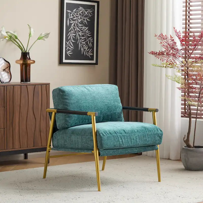 Minimalist Metal Frame, and Wooden Armrest Design