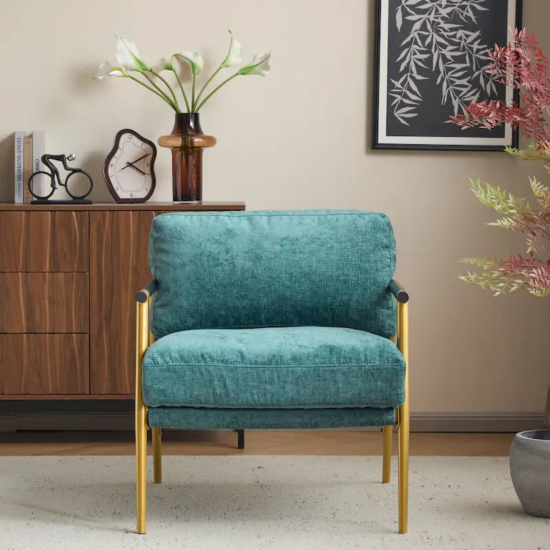 Minimalist Metal Frame, and Wooden Armrest Design