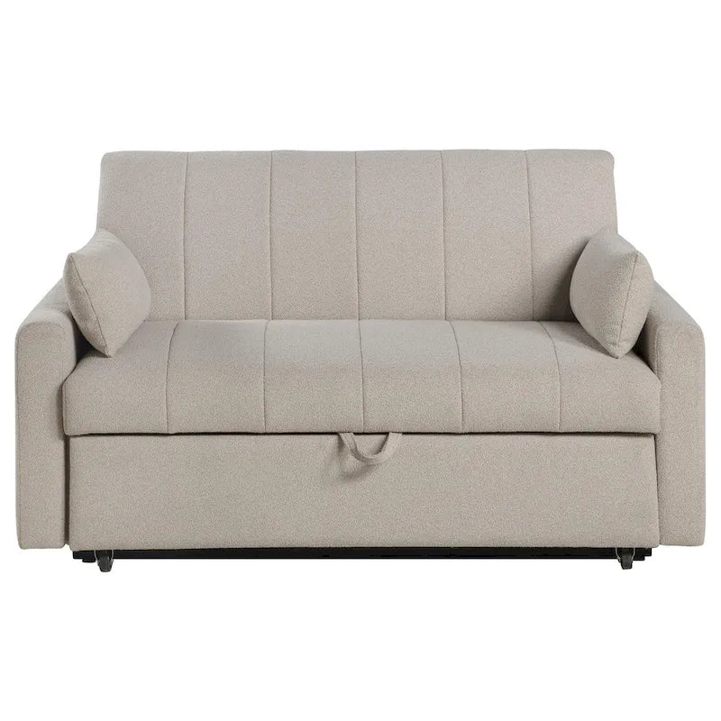 Sofá cama, tela bouclé color marfil latte