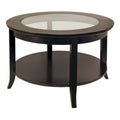 Genoa Round Glass Top Coffee Table - 30 - Dark Espresso