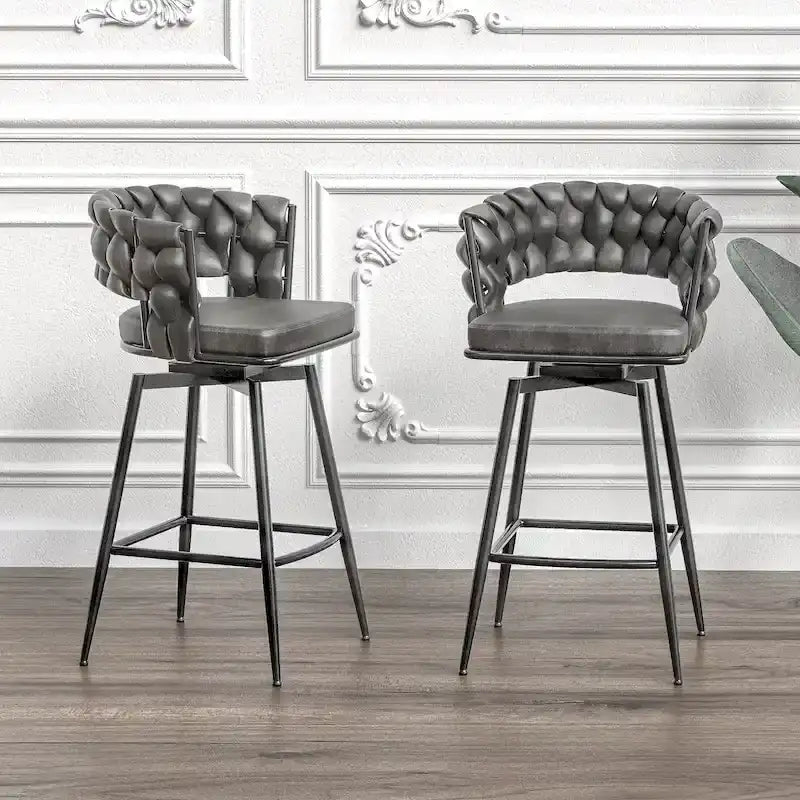 Tabouret de bar pour îlot de cuisine avec dossier tressé