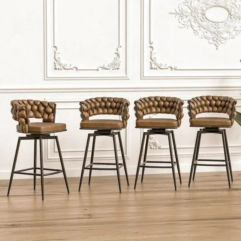 Tabouret de bar pour îlot de cuisine avec dossier tressé