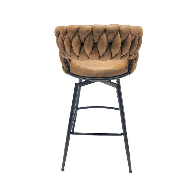 Tabouret de bar pour îlot de cuisine avec dossier tressé