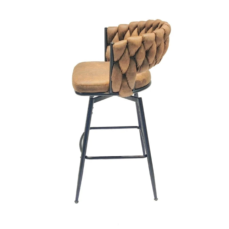 Tabouret de bar pour îlot de cuisine avec dossier tressé