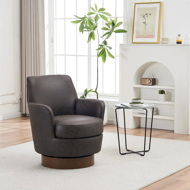 Drehbare Akzentsessel aus PU-Leder mit 360-Grad-Drehfunktion