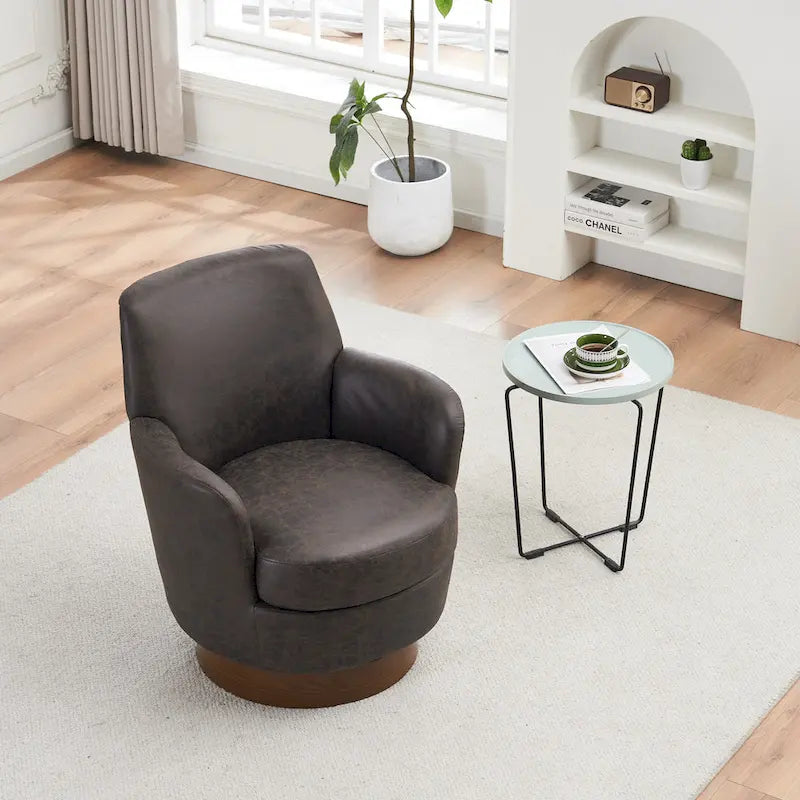 Drehbare Akzentsessel aus PU-Leder mit 360-Grad-Drehfunktion