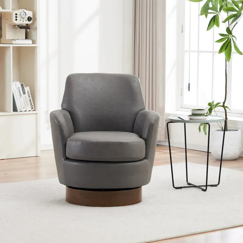 Drehbare Akzentsessel aus PU-Leder mit 360-Grad-Drehfunktion