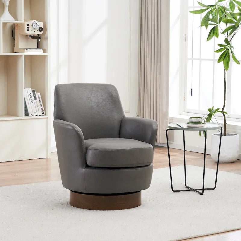 Drehbare Akzentsessel aus PU-Leder mit 360-Grad-Drehfunktion