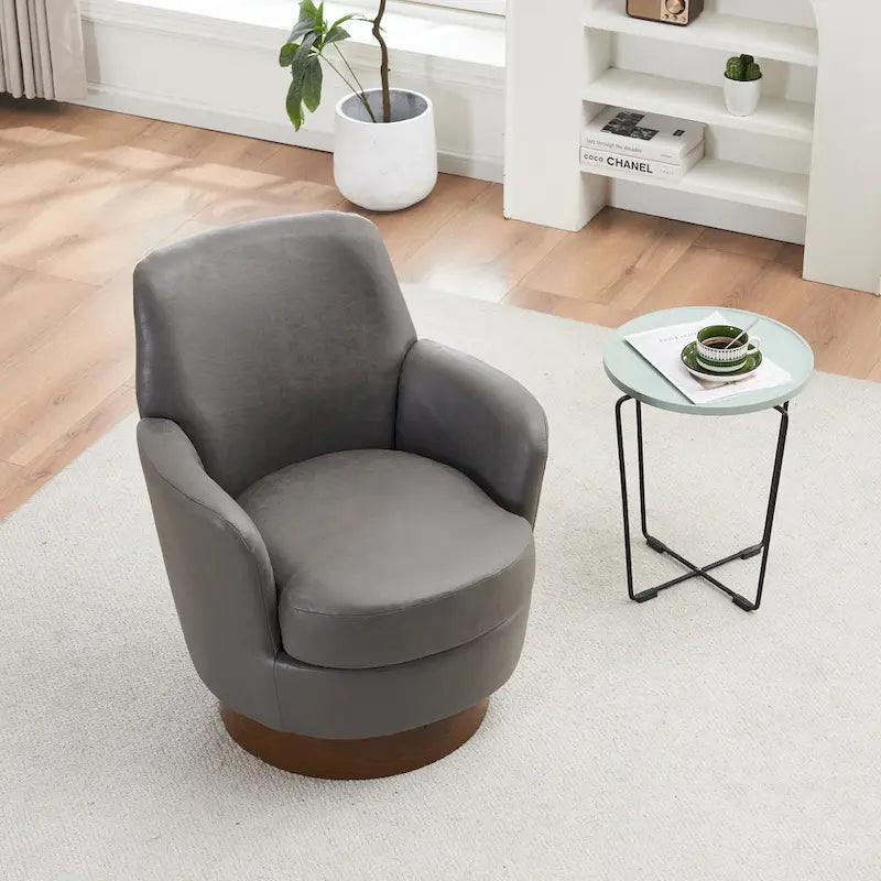 Drehbare Akzentsessel aus PU-Leder mit 360-Grad-Drehfunktion