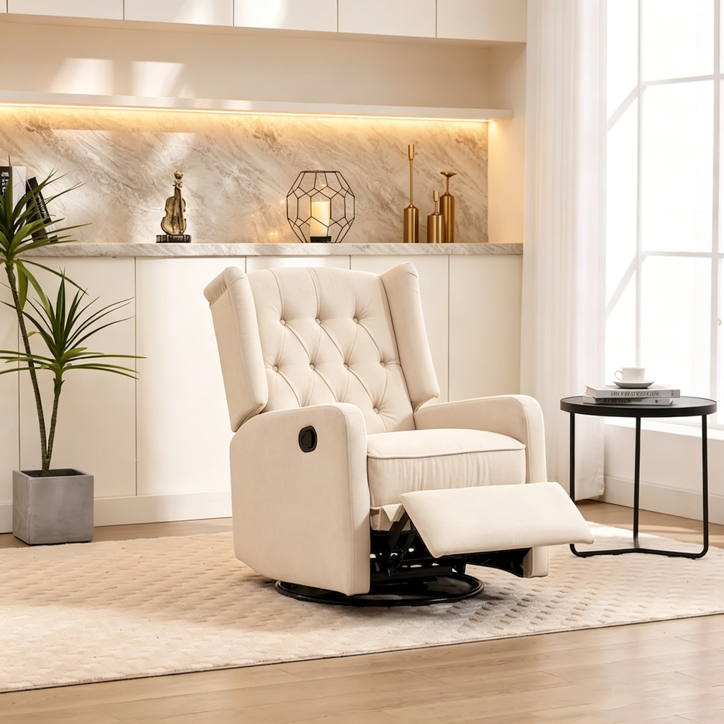 Sillón reclinable giratorio y mecedor para dormitorio y sala de estar