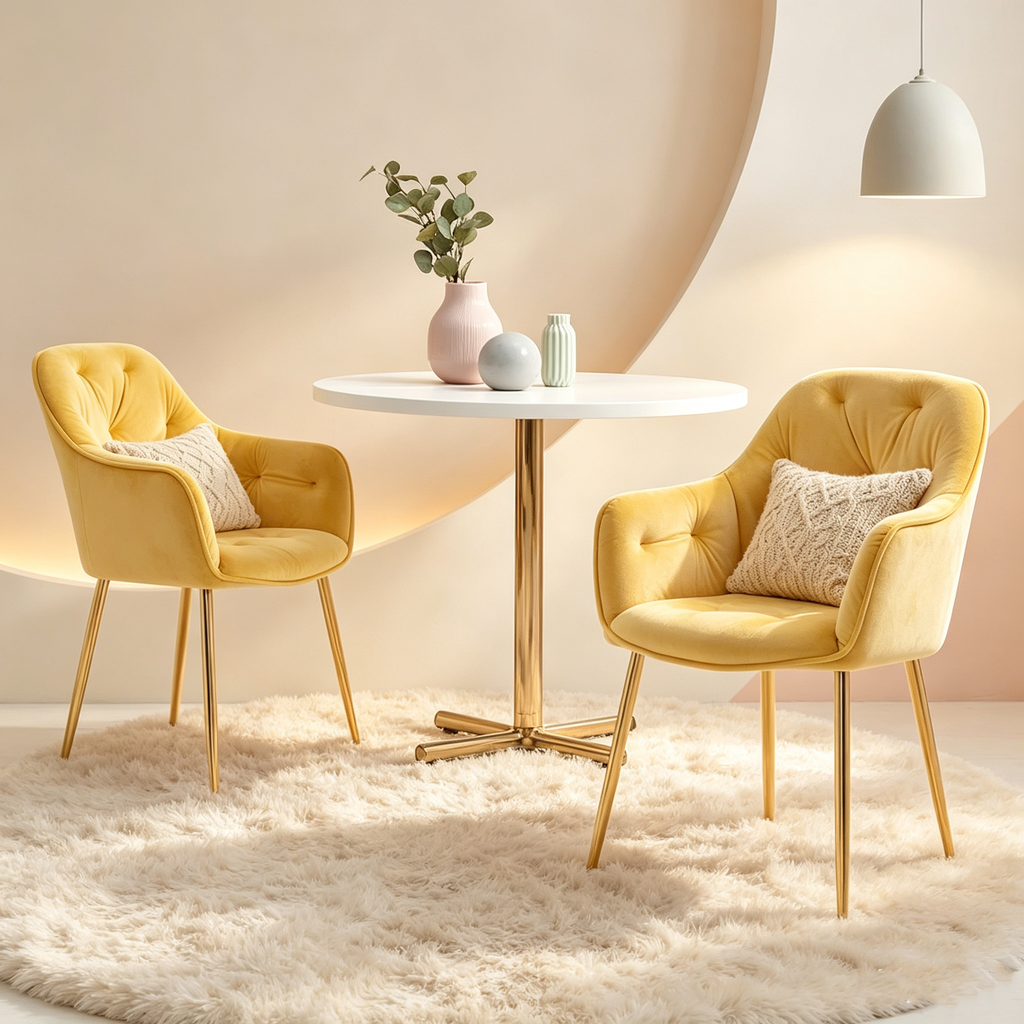 Polstersessel aus Samt, Loungesessel mit Knopfheftung und goldenen Metallbeinen