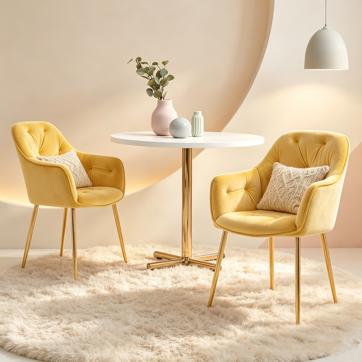 Polstersessel aus Samt, Loungesessel mit Knopfheftung und goldenen Metallbeinen