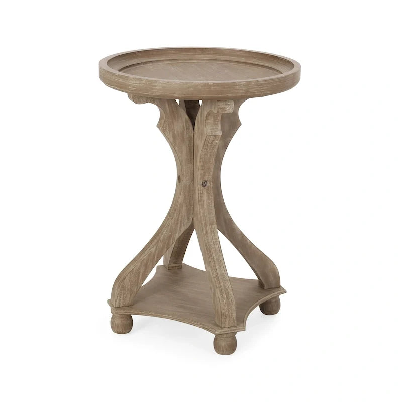 Mesa auxiliar redonda de estilo campestre francés