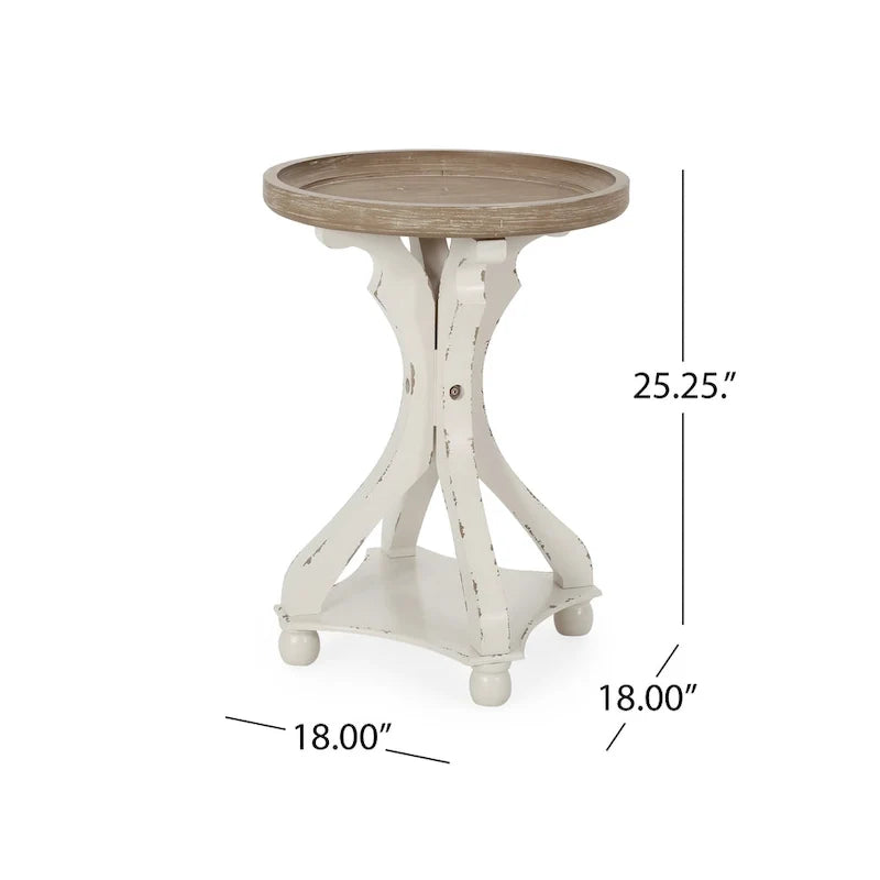 Mesa auxiliar redonda de estilo campestre francés