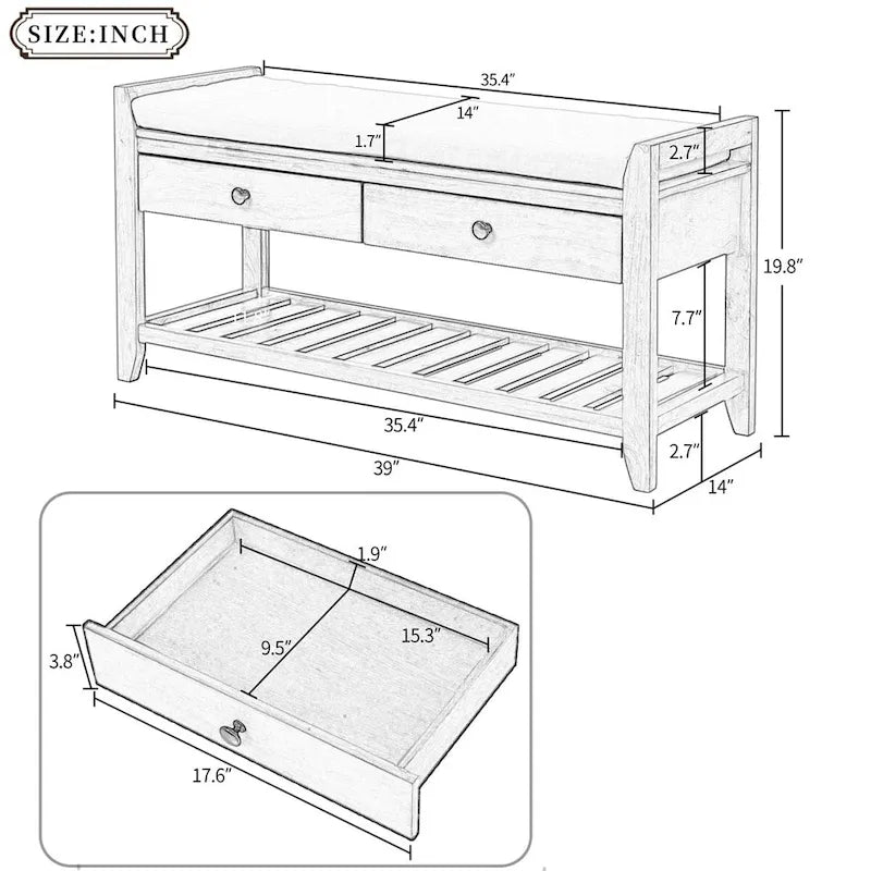 Multipurpose Storage Bench Shoe Rack