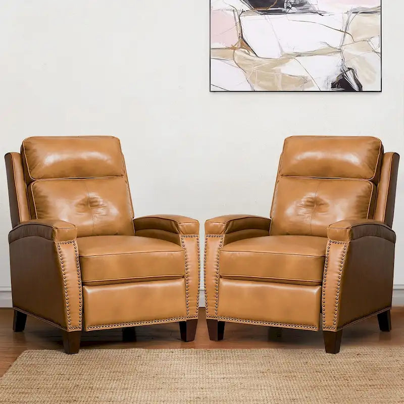 Modern Genuine Leather Push-Back Recliner