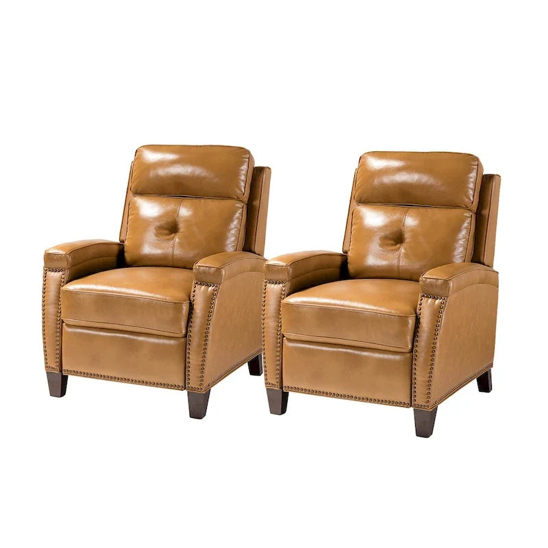 Modern Genuine Leather Push-Back Recliner