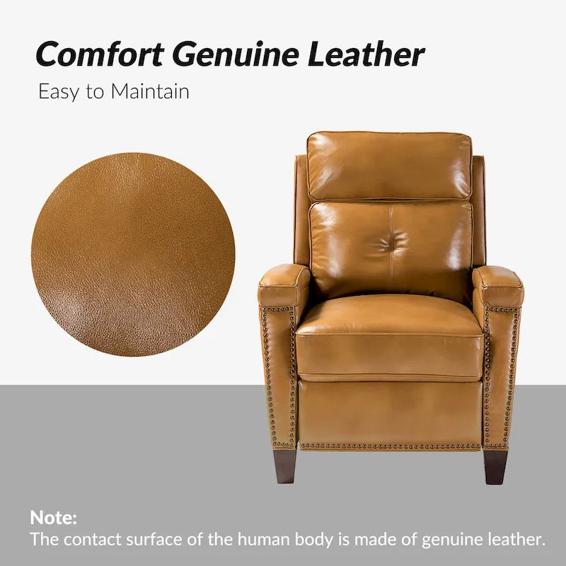 Modern Genuine Leather Push-Back Recliner