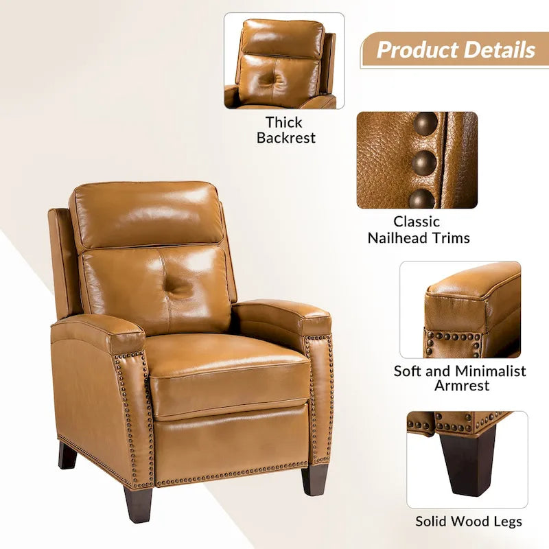 Modern Genuine Leather Push-Back Recliner