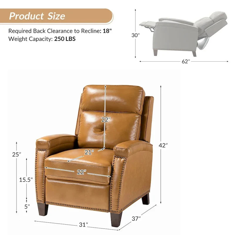 Modern Genuine Leather Push-Back Recliner
