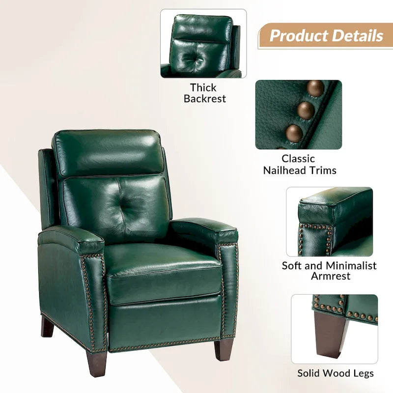 Modern Genuine Leather Push-Back Recliner