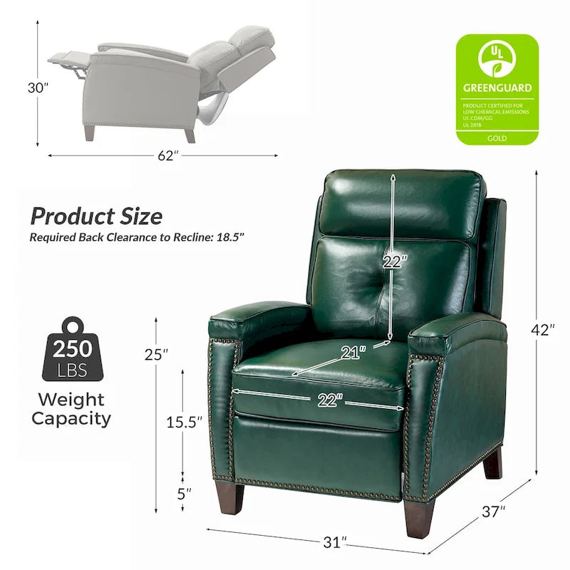 Modern Genuine Leather Push-Back Recliner