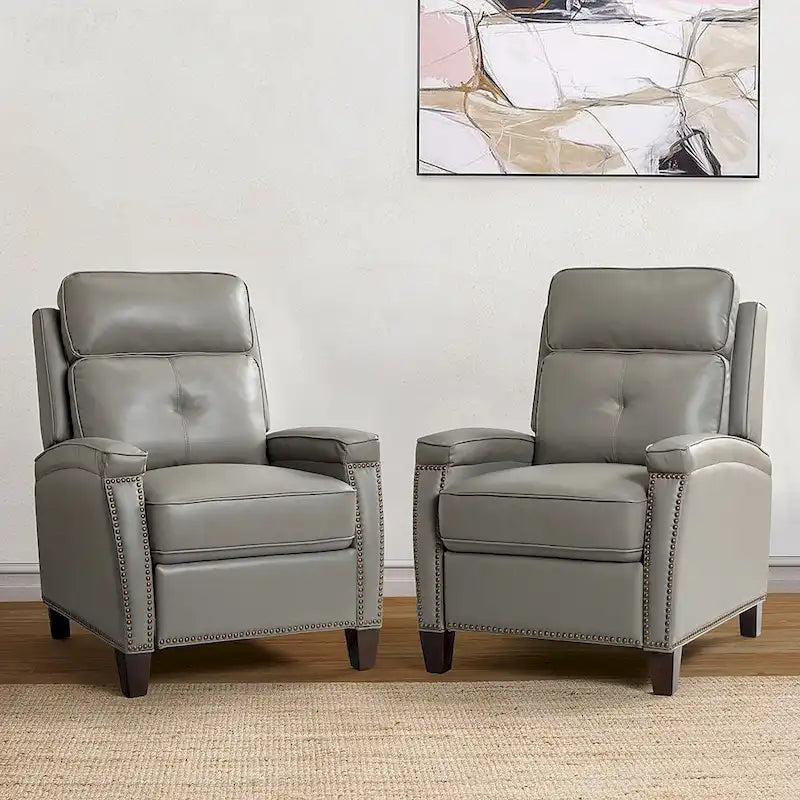 Modern Genuine Leather Push-Back Recliner