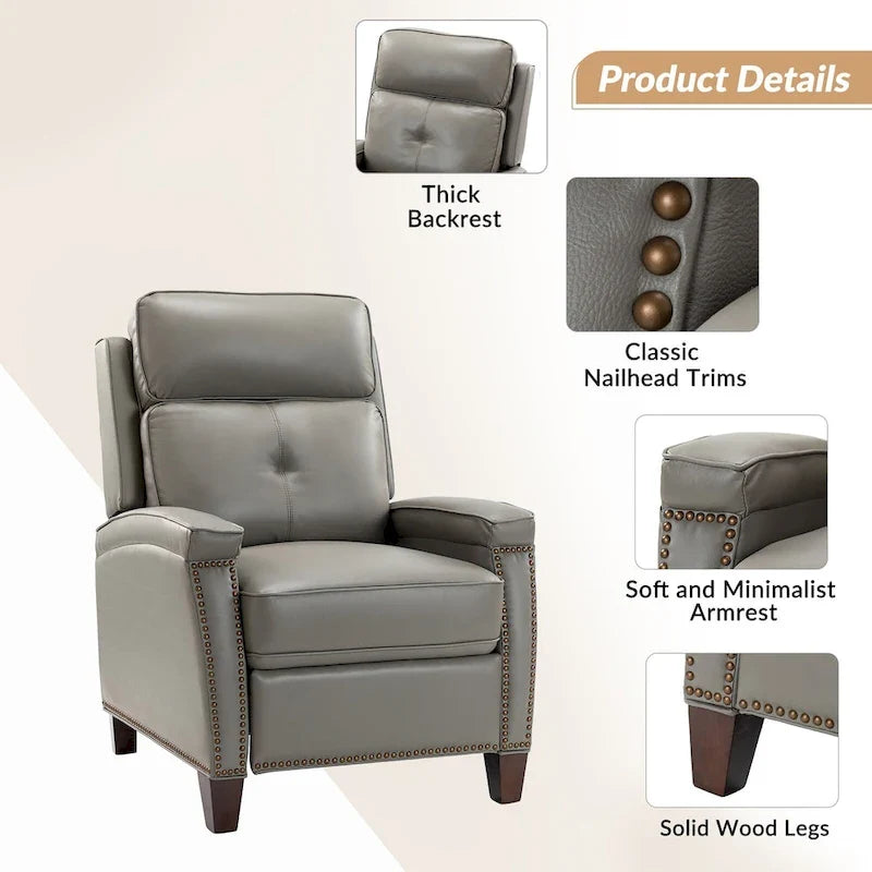 Modern Genuine Leather Push-Back Recliner
