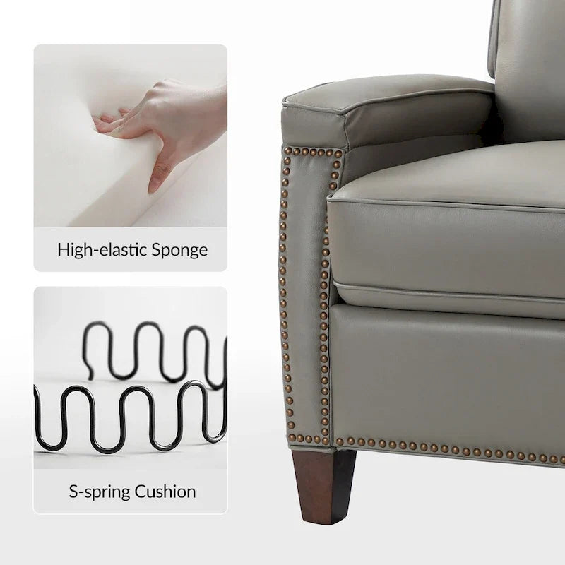 Modern Genuine Leather Push-Back Recliner