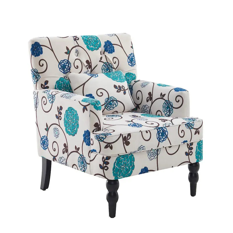 Sillón tapizado decorativo con capitoné de botones