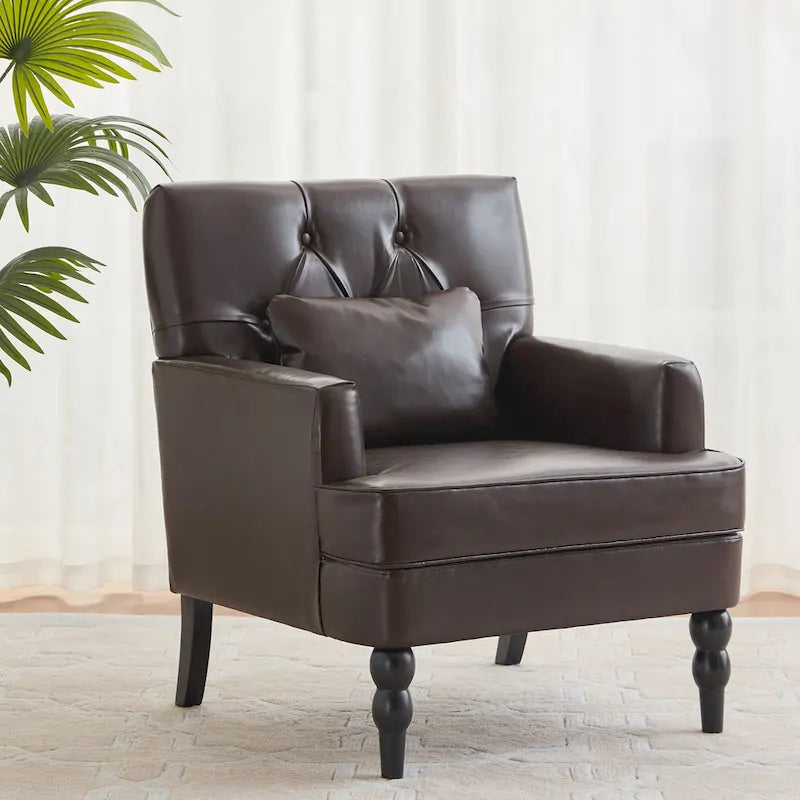 Sillón tapizado decorativo con capitoné de botones