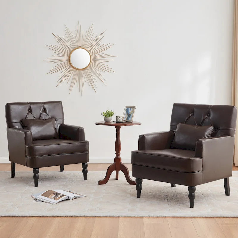 Sillón tapizado decorativo con capitoné de botones