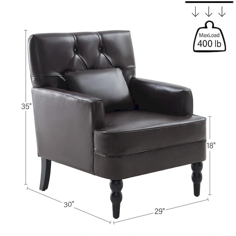 Sillón tapizado decorativo con capitoné de botones