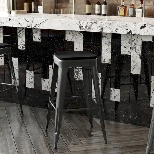 Backless Bar Stool with Poly Resin Seat