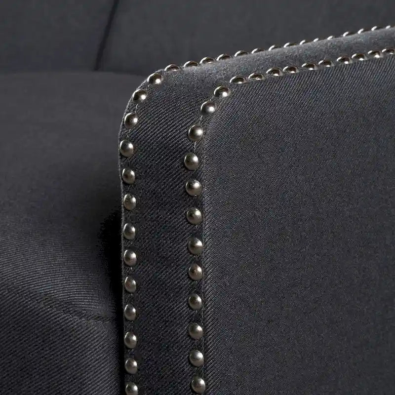Sillón decorativo tapizado con respaldo alto alado y capitoné, adornos de clavos y respaldo alto reclinable para la sala de estar