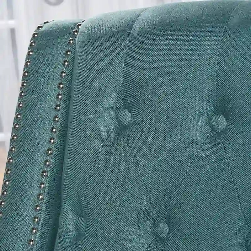 Sillón decorativo tapizado con respaldo alto alado y capitoné, adornos de clavos y respaldo alto reclinable para la sala de estar